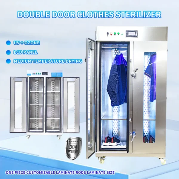 Armoire de désinfection Portes doubles en verre et acier inoxydable